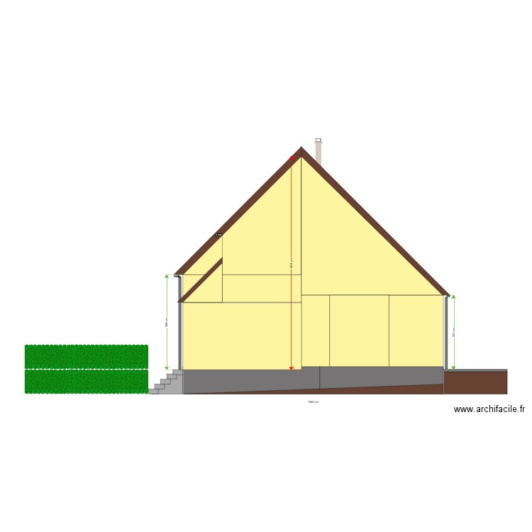 Façade nord après travaux. Plan de 0 pièce et 0 m2