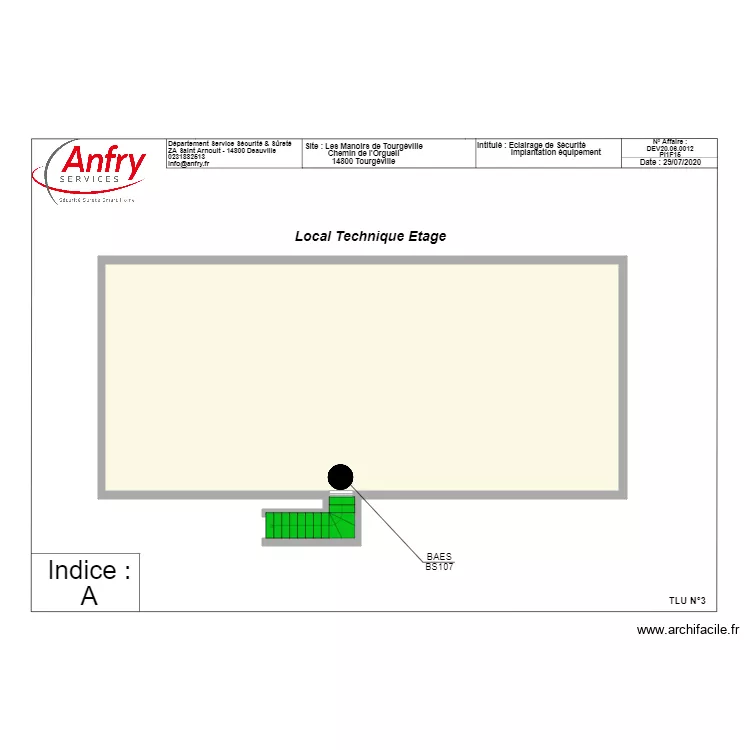 Manoirs de Tourg&eacute;ville Local Technique. Plan de 
