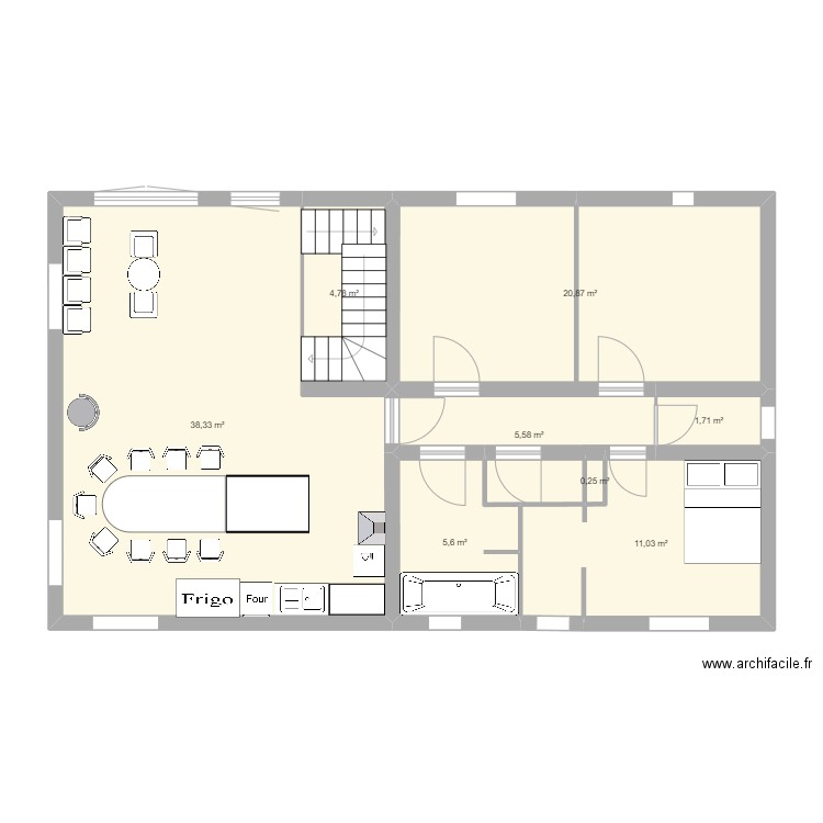 Plan Haut rouret. Plan de 12 pièces et 174 m2