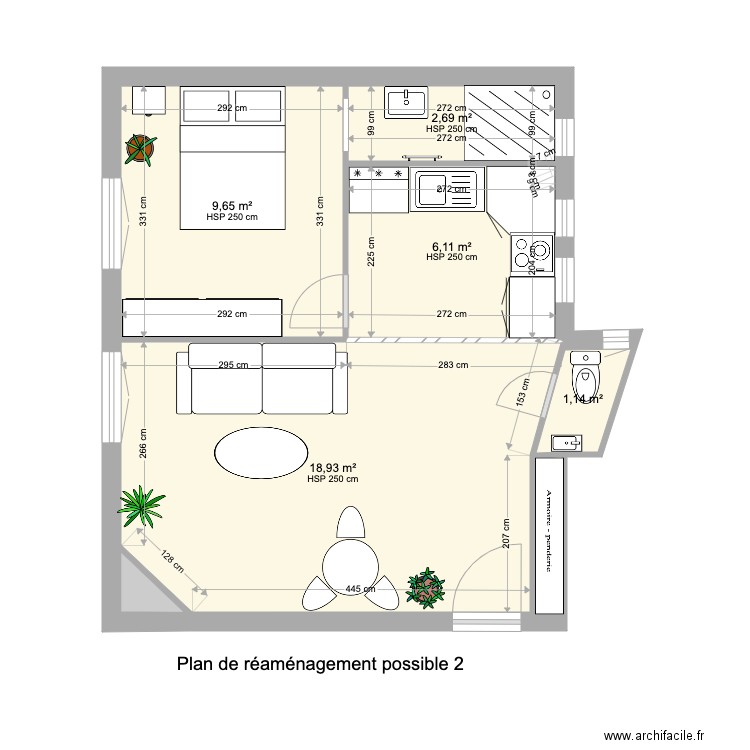 260 FSM POUGET REAMANEGEMENT POSSIBLE 2. Plan de 7 pièces et 40 m2