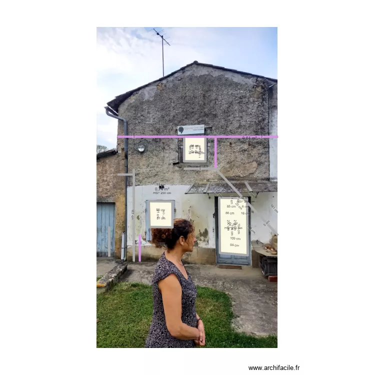 Fa&ccedil;ade sud est Pujols sur Ciron. Plan de 