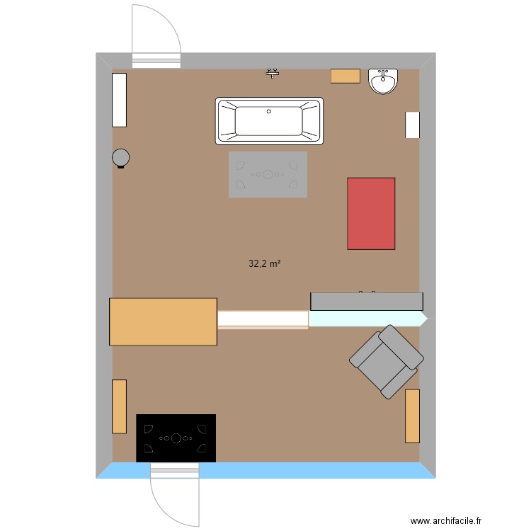 salon de toilettage. Plan de 1 pièce et 32 m2