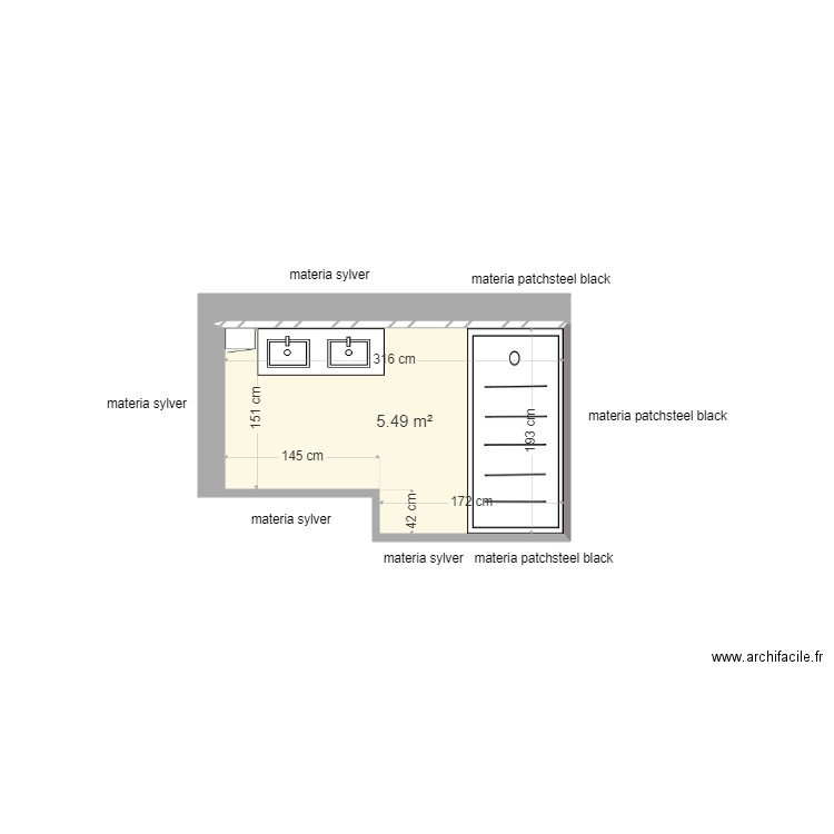 moreau flora. Plan de 1 pièce et 5 m2