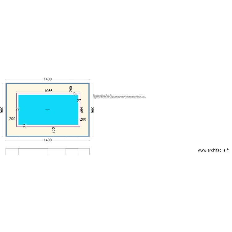 Piscine caniveau juin22. Plan de 1 pièce et 121 m2