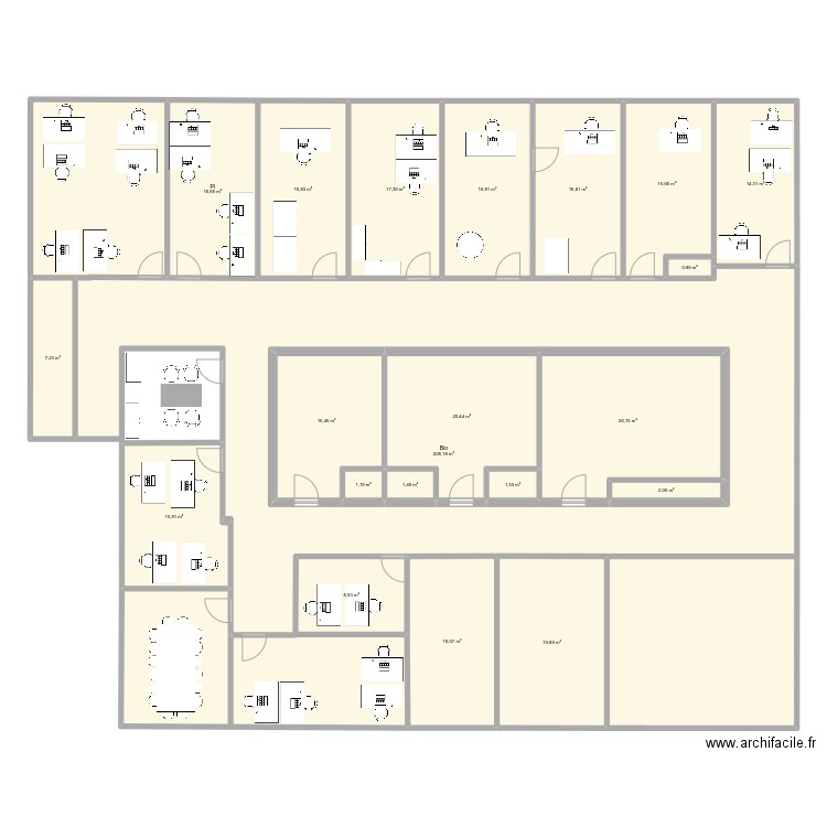 1er Etage droit_modif. Plan de 21 pièces et 541 m2