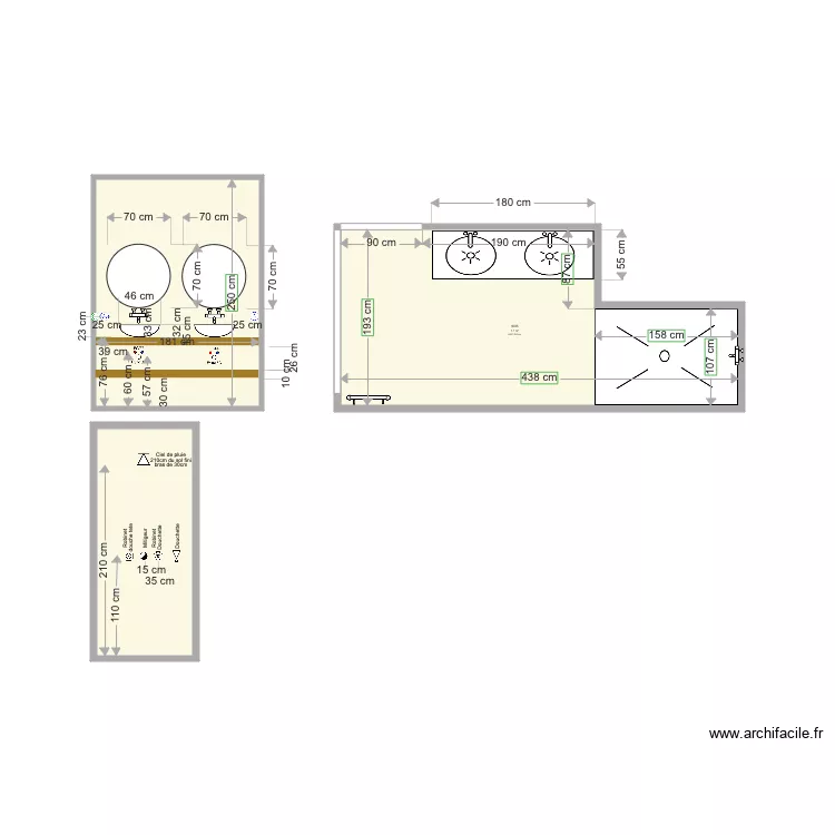 SDB LUZEAU FACE. Plan de 