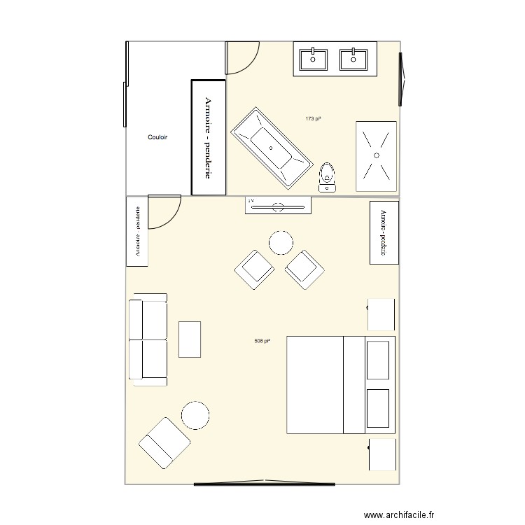 suite haut. Plan de 0 pièce et 0 m2