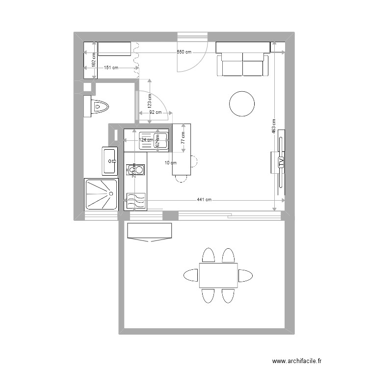 Jean Anna 4. Plan de 4 pièces et 37 m2