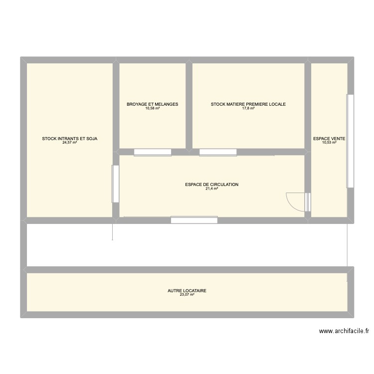 Espace vente aliment animal propos 1 11 2022. Plan de 6 pièces et 108 m2