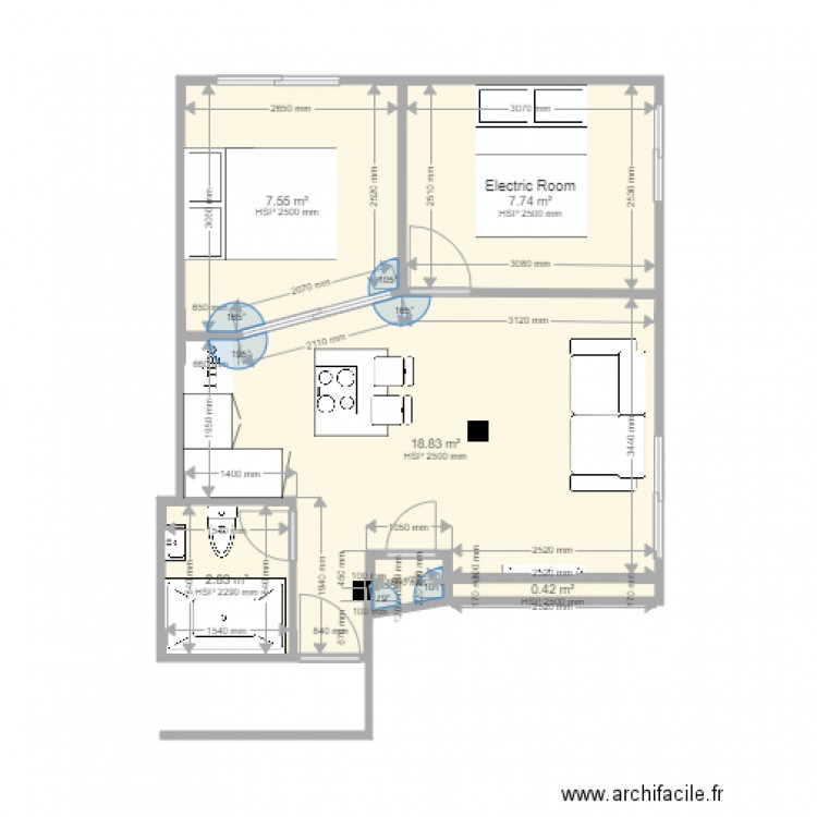 Appartement 01 Modification C mm. Plan de 0 pièce et 0 m2