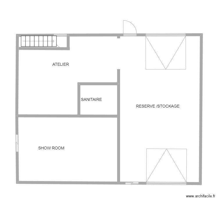 Decofeu Rez de Chaussée. Plan de 1 pièce et 94 m2