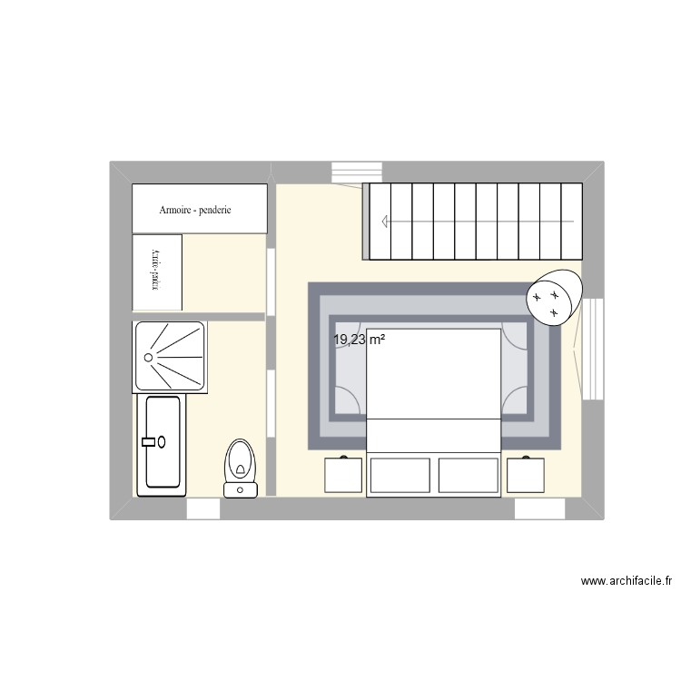 REBUFFEL chambre. Plan de 1 pièce et 19 m2