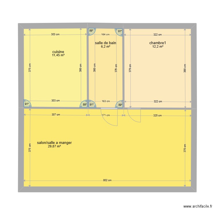 maison1. Plan de 4 pièces et 60 m2