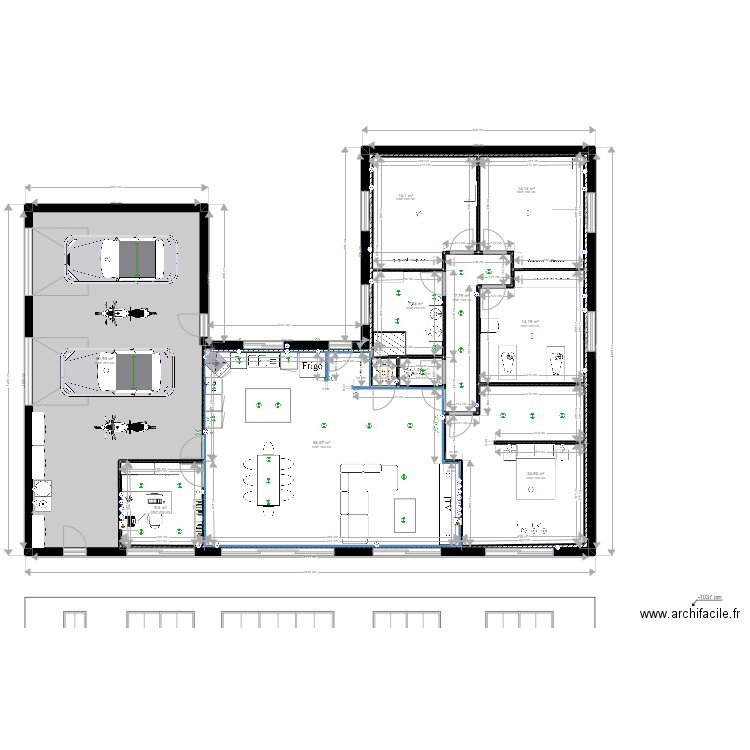 plan maison fini. Plan de 11 pièces et 212 m2