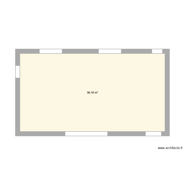 studio. Plan de 1 pièce et 36 m2