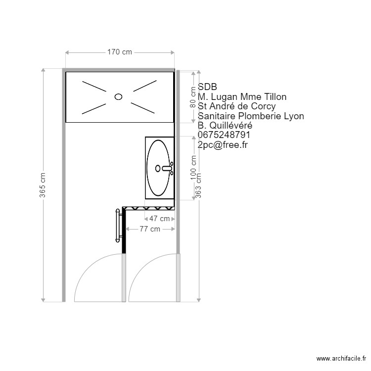 SDB Lugan Tillon. Plan de 0 pièce et 0 m2