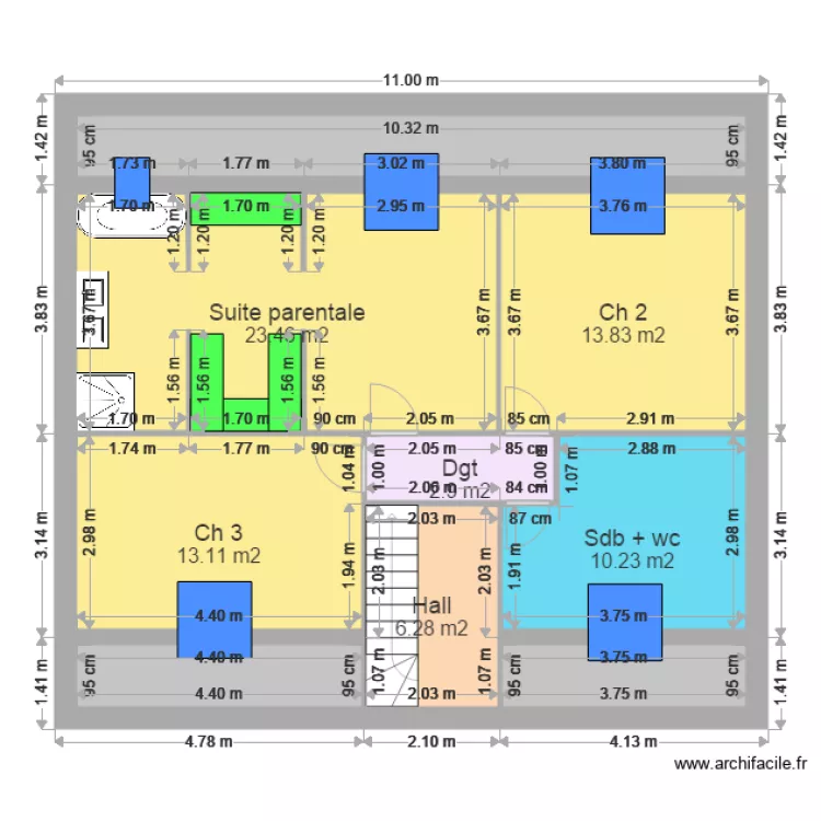 DEWULF MEZIERE 2 etage. Plan de 
