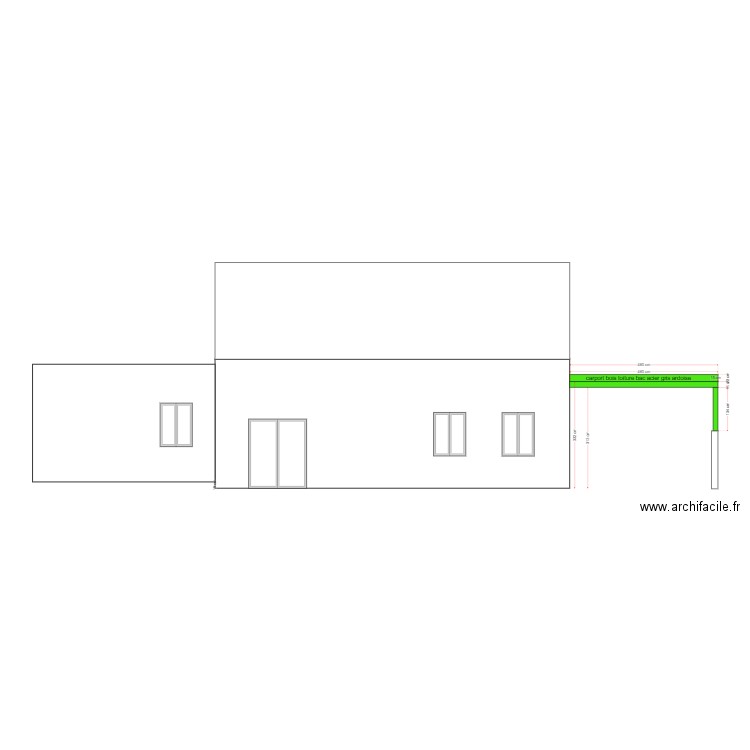 facade avant avec carport. Plan de 0 pièce et 0 m2