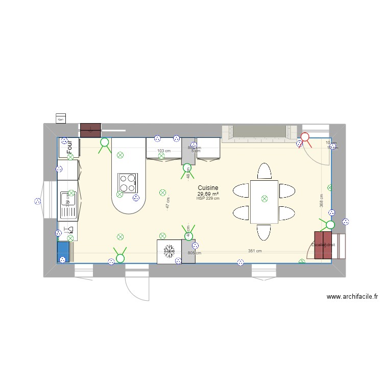 cuisine essai h gazand. Plan de 1 pièce et 30 m2