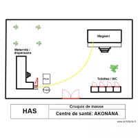 Vue en plan complet du centre de sant&eacute; AKONANA
