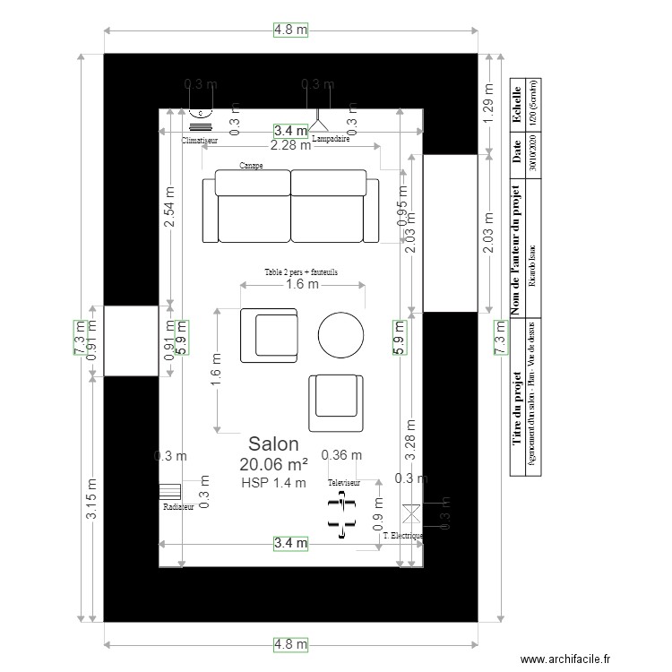 Agencement salon plan vue en de dessus final. Plan de 0 pièce et 0 m2