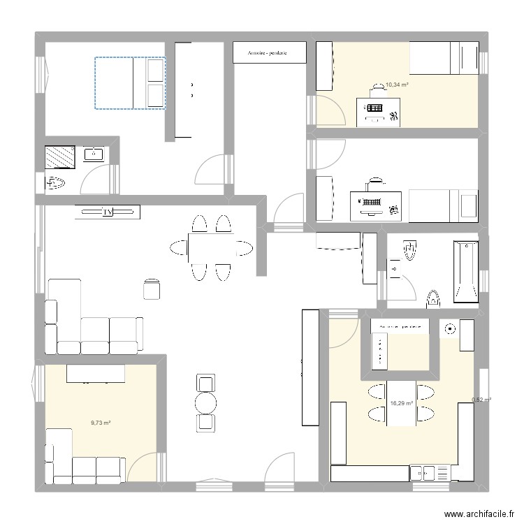 maison RC seulement 150 - avec cage. Plan de 4 pièces et 37 m2