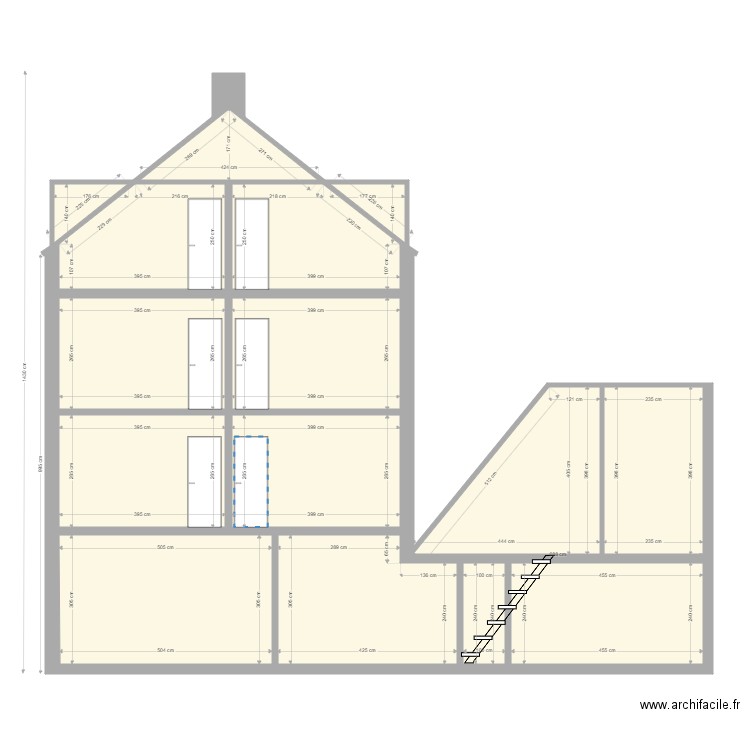 plan de coupe . Plan de 15 pièces et 127 m2