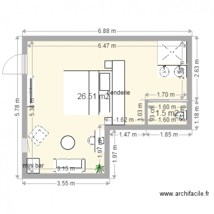 chambre hotel 19. Plan de 0 pièce et 0 m2