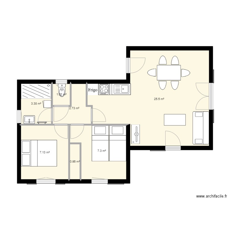villa t3 standard esp 3 avec cuisine et sdd. Plan de 0 pièce et 0 m2