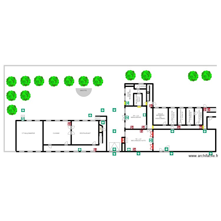 CEFAniveau0. Plan de 17 pièces et 296 m2