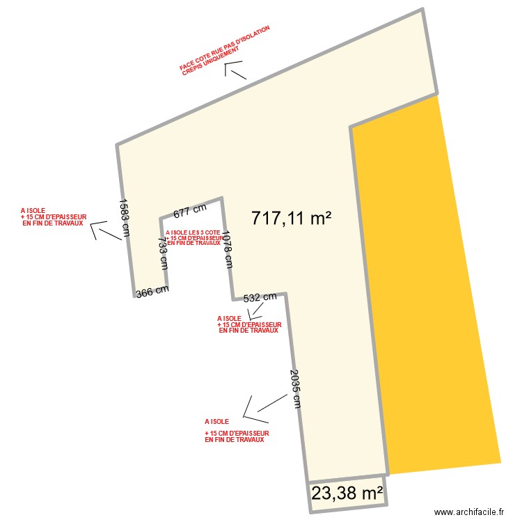 PLAN DES FACADES 0D0857  0D0858. Plan de 2 pièces et 740 m2