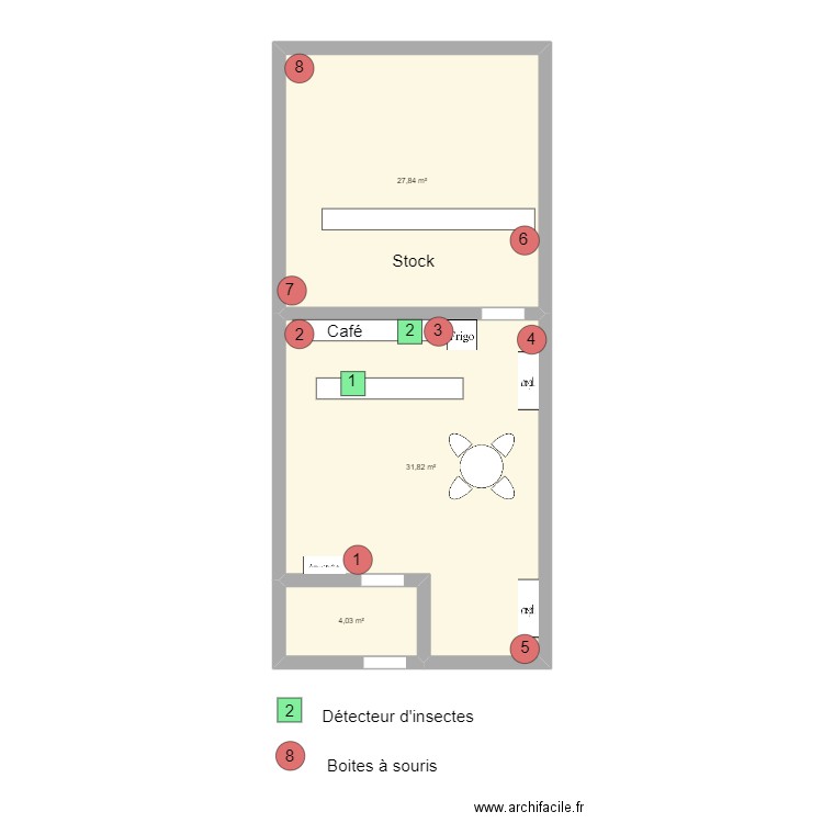 USQUARE CAFE IKAWA. Plan de 3 pièces et 64 m2