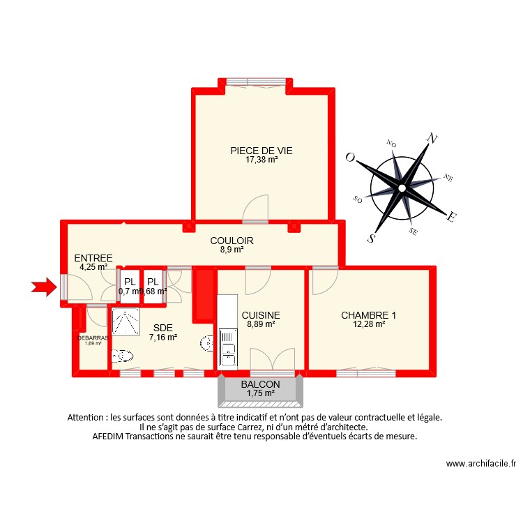 BI9240. Plan de 14 pièces et 65 m2