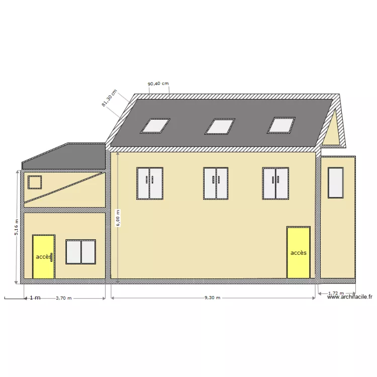 Facade cour Existant DP 06. Plan de Facade cour Existant DP 06. Plan de
