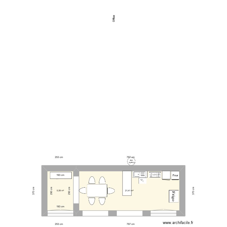 Aménagement nouvelle cuisine piscine - 24 mai 25. Plan de 2 pièces et 27 m2