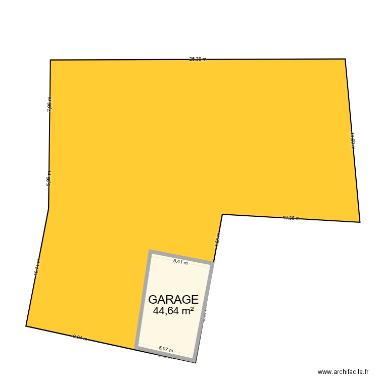 cadastre AVEC garage. Plan de 1 pièce et 45 m2