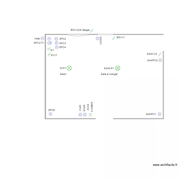 Salon Salle &agrave; manger. Plan de 