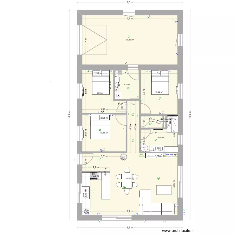 Maison Alexis + Garage. Plan de 9  et 118 m²