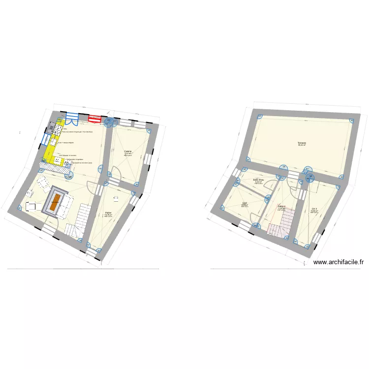 ZZZBIS_plan simplifi&eacute;_projet Cuisine_Rivi&egrave;res. Plan de 8  et 139 m²
