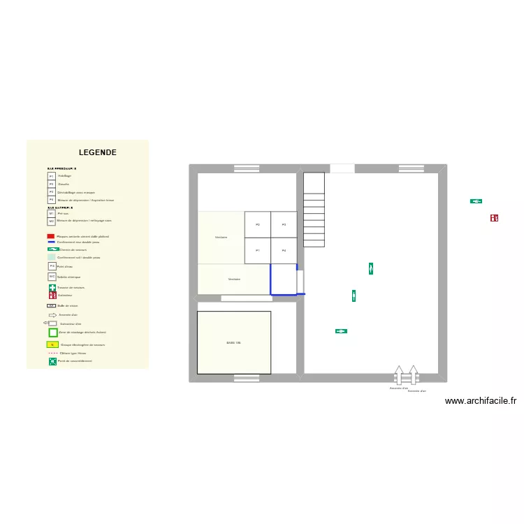 AF042269 RDC Faber. Plan de 3  et 68 m²