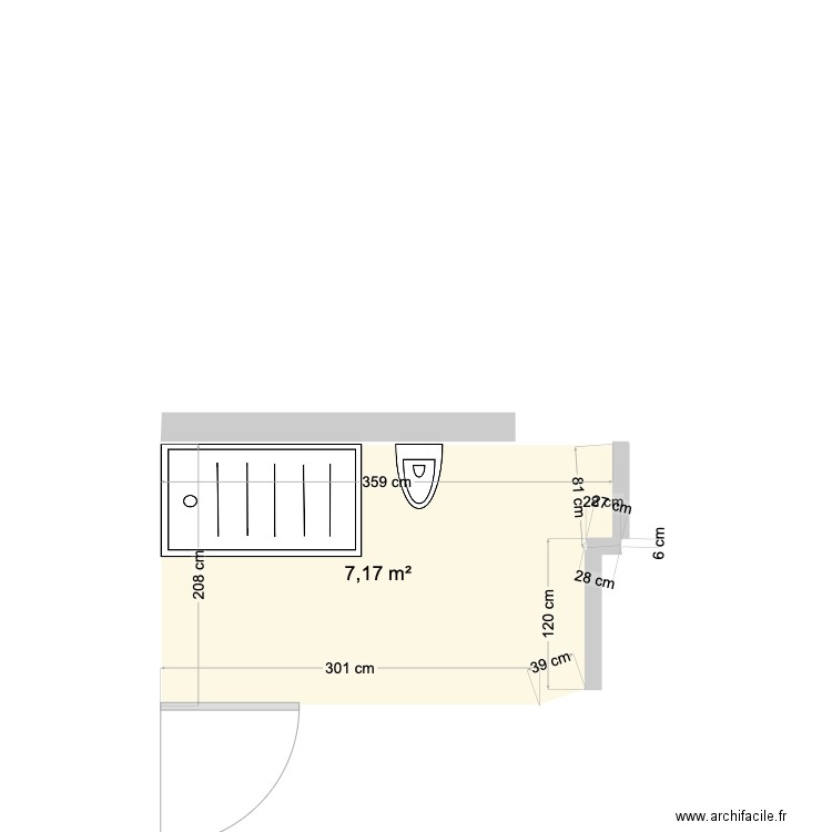 BARON. Plan de 1 pièce et 7 m2