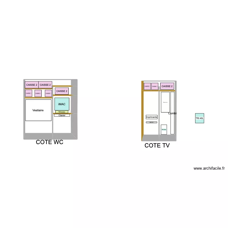 PLACARD COTE WC. Plan de 