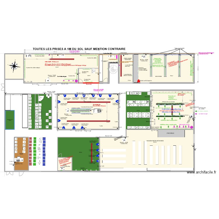 ATELIER V2 instal énergie. Plan de 15 pièces et 718 m2