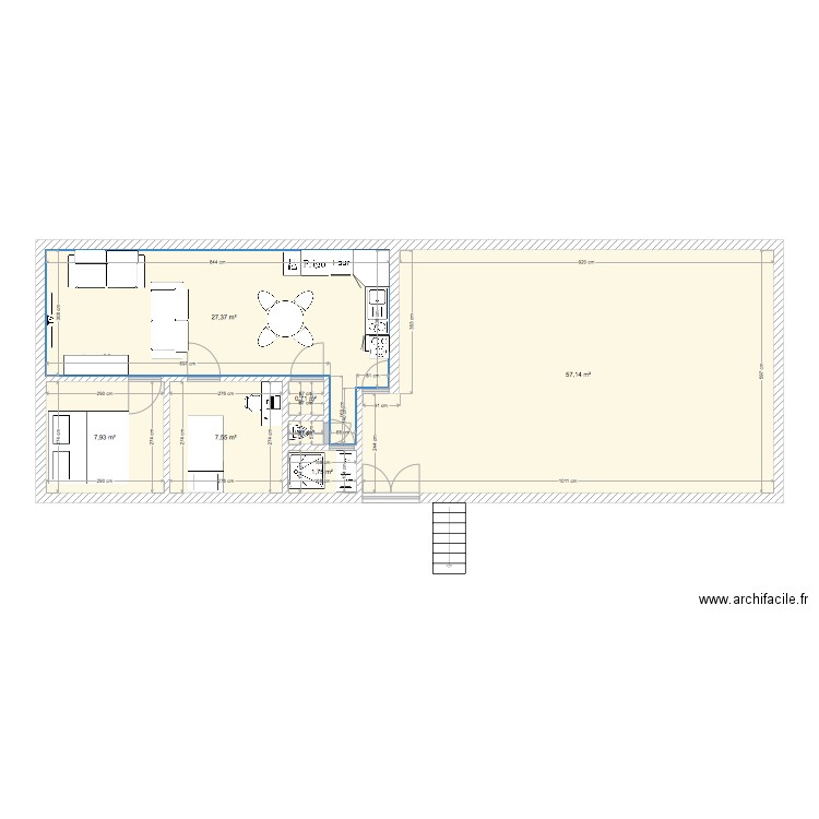 projet appart. Plan de 7 pièces et 103 m2