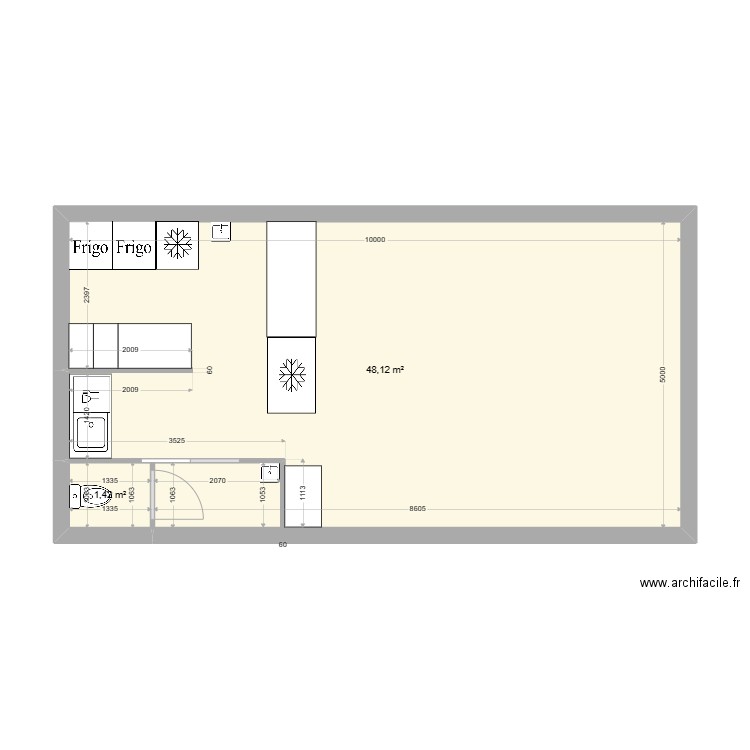 epicurien candide 2. Plan de 2 pièces et 50 m2