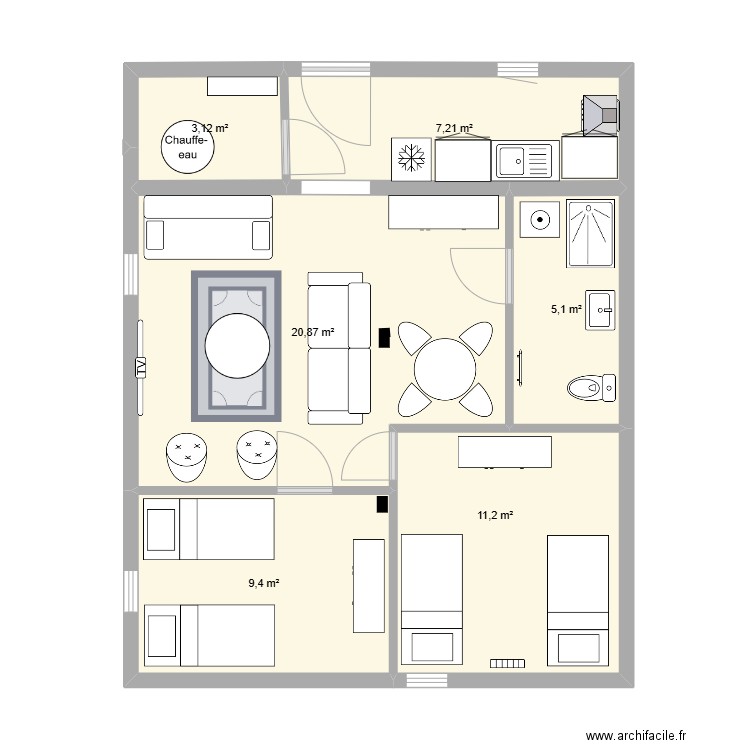 Rosne SS 2. Plan de 6 pièces et 57 m2