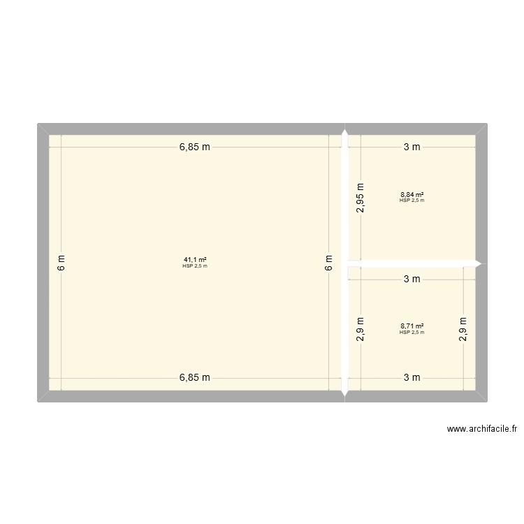 MPesclauzels. Plan de 3 pièces et 59 m2