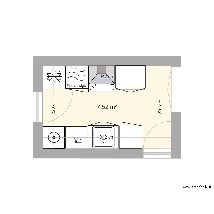 Marceau Cuisine. Plan de 1 pièce et 8 m2