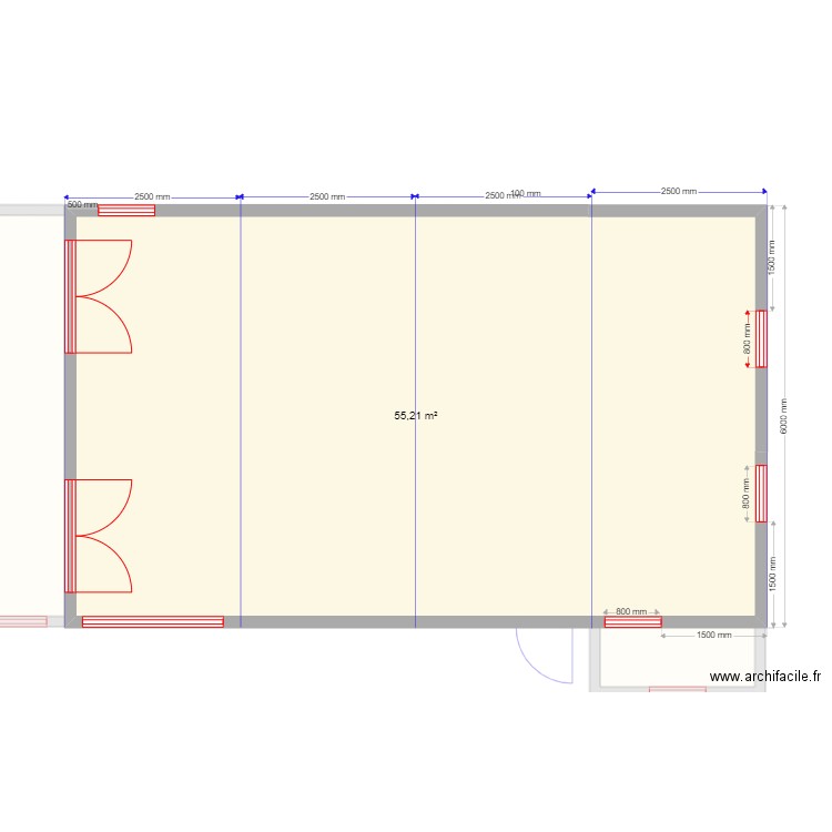 135 2 sv. Plan de 2 pièces et 124 m2