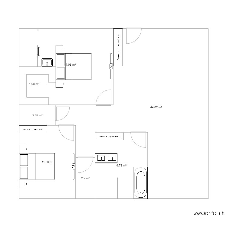 maion 90m2. Plan de 0 pièce et 0 m2